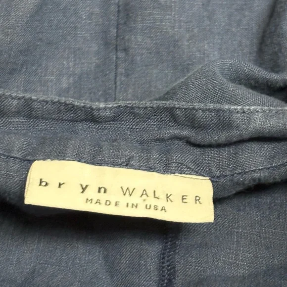 Bryn Walker Dress Linen Large Blue Long Shirt  Tunic Pockets Made in USA Lagen - Picture 8 of 16